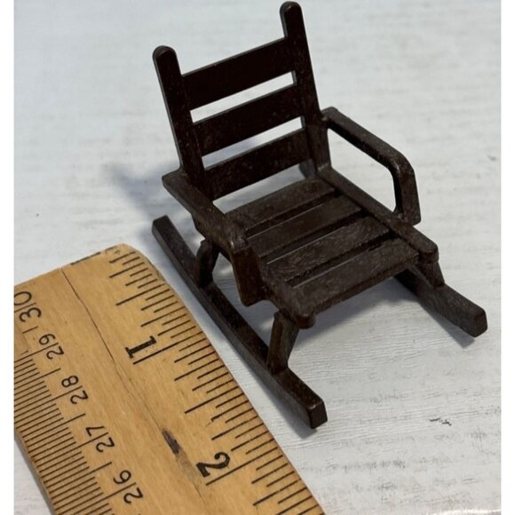 Vintage 1974 Geobra Playmobil Figure In Red Outfit With Miniature Wooden Rocking - Picture 2 of 7